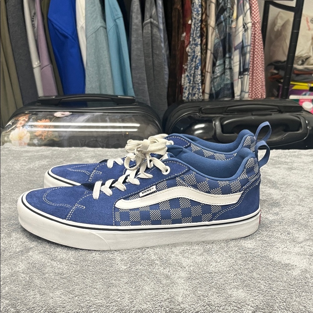 Vans Blue and Gray Checkered Filmore Sneakers